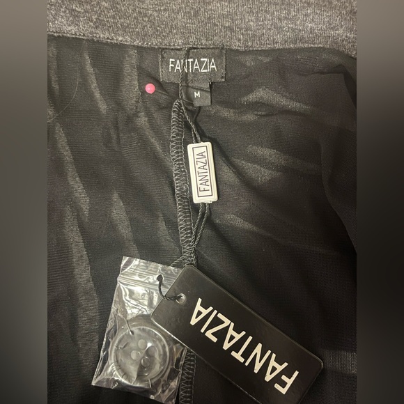 Fantazia Gray and Black Striped Open Front Cardigan, size Medium - Picture 4 of 8